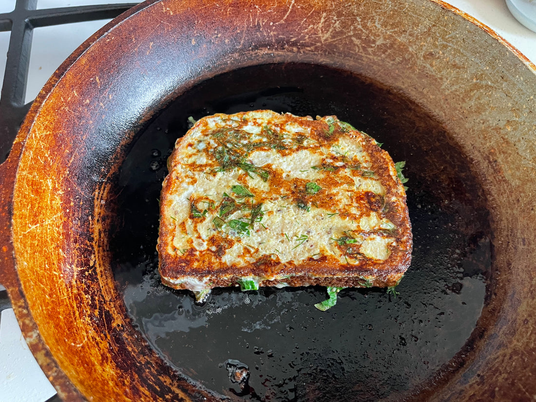 Savory french toast on the skillet
