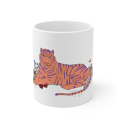 Tiger illustration ceramic mug 11oz