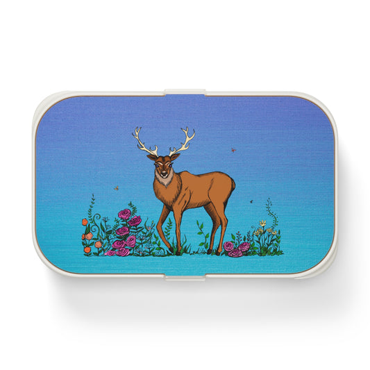 Deer illustration blue bento lunch box